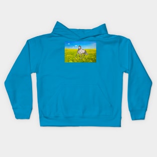 Dapple Gray Horse in Spring Field Kids Hoodie